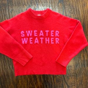 Cute red and pink sweater weather sweater. Size Medium